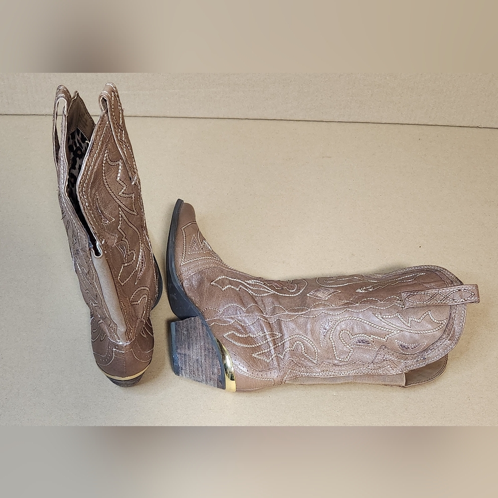 REBA TAN LEATHER Western COWGIRL Boots RB-Backstage Women's US Size 9 - Picture 5 of 11